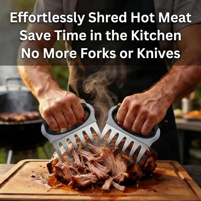 Meat Shredder Claws for Chicken & Pulled Pork Heavy Duty Meat Claws with Non-Slip Handle, BBQ Shredding Tool for Smoker, Grill & Kitchen