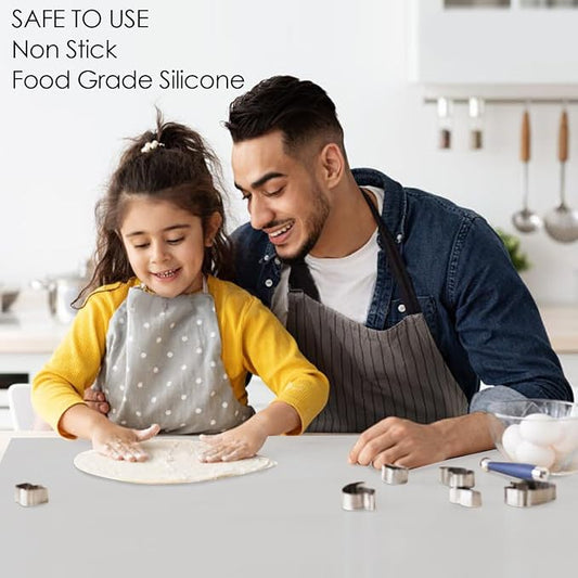 Extra Large Silicone Mat, 31.5x16.9 Silicone Placemats for Kids, Gray Large Silicone Sheet for Crafts Heat Resistant Mat for Kitchen Counter, Non-Stick Silicone Table Mat for Dough and Pastry