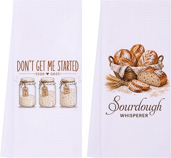 LXOMILL Sourdough Gifts, Funny Kitchen Towels Set for Bread Bakers