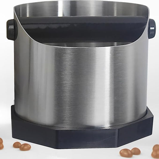 Stainless Steel Espresso Knock Box, Easy & Mess-Free Disposal of Coffee & Espresso Grounds, Coffee Knock Box with Removable Knock Bar & Non-Slip Base, Dishwasher Safe Espresso Puck Knock Box for Home