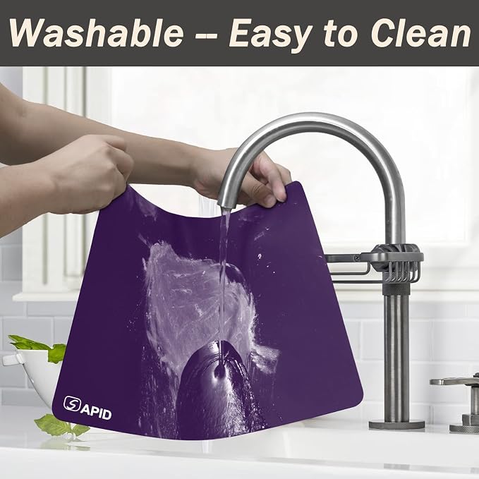 Extra Large Silicone Mat Kitchen Counter Heat Resistant Table Mat 36" x 24" | Place Mats, Countertop Protector, Thick Placemats Washable Silicone Mats for Kitchen Counter Dining Table Mat, Purple, Sapid