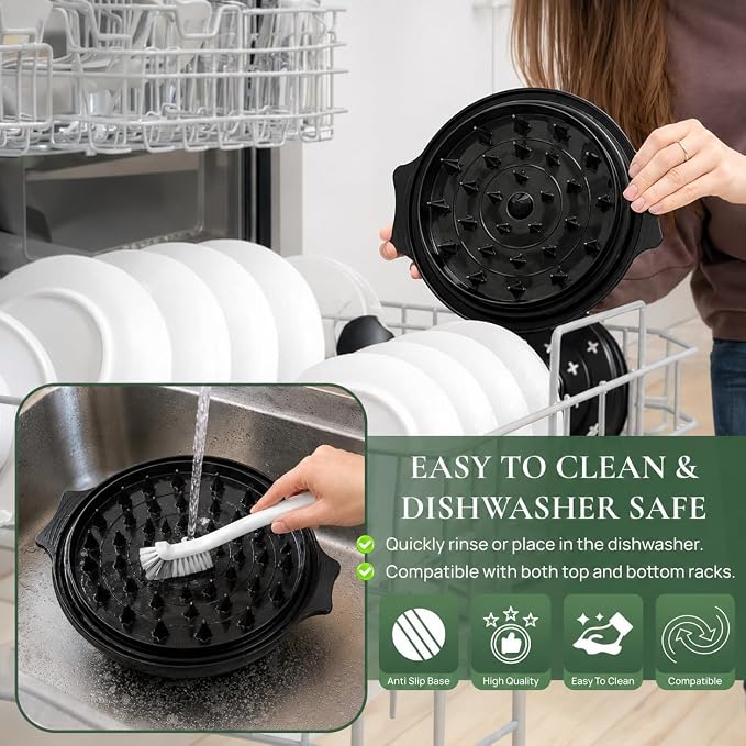 Large Chicken Shredder Tool Twist BPA Free Food Grade Material | Manual Meat Shredder Twist for Shredding, Chicken Breast Shredder Tool with Cleaning Brush, Ergonomic Handles, Non Slip Base