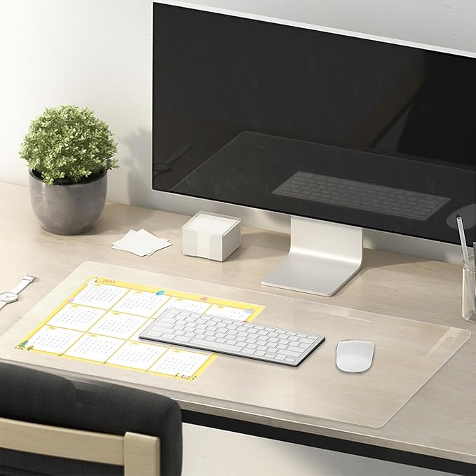 Clear Table Cover - 16 x 24 Inch, 1.5mm Thick Plastic, Vinyl Table Protector - Protect Your Desks