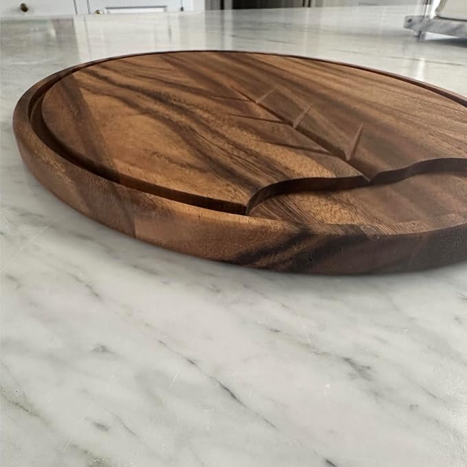 Ironwood Gourmet Osterbotten Oval Carving Board, 18" x 13" Acacia Wood Cutting Board with Juice Channel