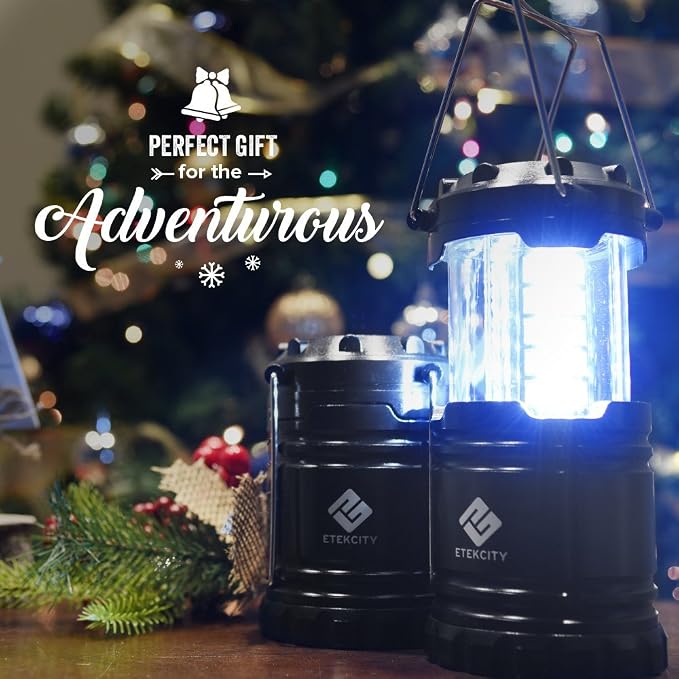 Etekcity LED Camping Lanterns, Battery Operated, 2 Pack | Power Outages, Hurricane Preparedness, Camping, Emergency Kit, Water Resistant, Collapsible Design, Batteries Included