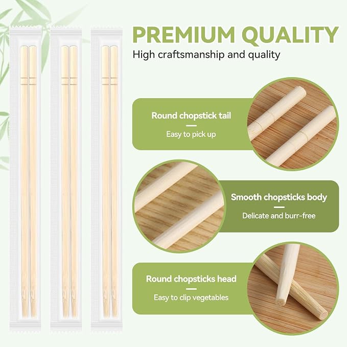 8.5 Inch X 25 Pairs Disposable Chopsticks,Simplea and Minimalistic Design,More Size Choices 7"/8.5"/9.5"/12"