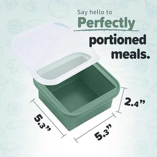 2-Cup Silicone Freezer Trays with Lids – Perfect for Meal Prep, Portion Control, and Easy Freezing-Meal Prep Container Molds for Soup,Leftovers (Green, 2 pack)