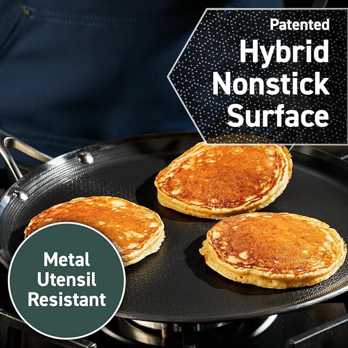 HexClad Hybrid Nonstick 2-Piece Cookware Set, 8" Pan and 12" Griddle Pan