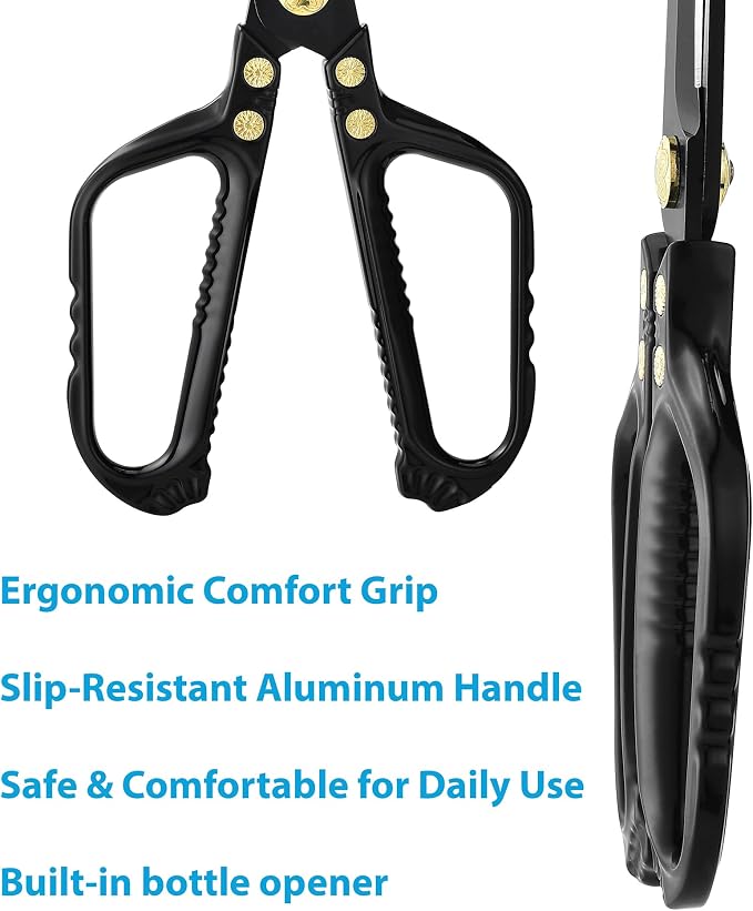 Kitchen Scissors - Heavy Duty Kitchen Shears with Stainless Steel Titanium-Coated Blades for Food, Poultry, Meat & Herbs - Sharp All Purpose Cooking Scissors Dishwasher Safe