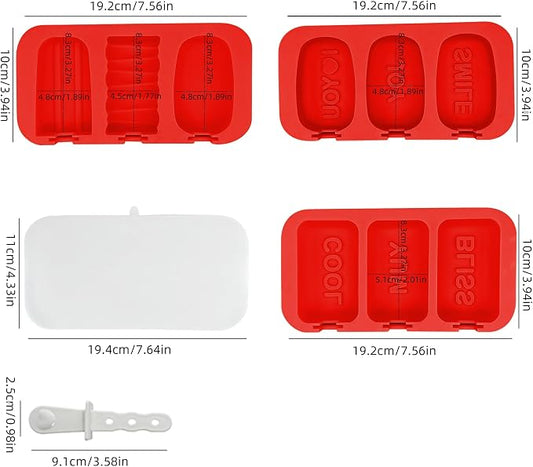 3-Pcs Silicone Ice Popsicle Molds, 9 Cavity Cake Pop Molds, BPA Free Cakesicle Molds Silicone, Reusable Ice Cream Molds for Toddler, Kids, Adults (Red)