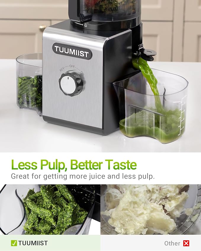 Cold Press Juicer Machine, 6.5" Large Feed Chute Masticating Extractor, Easy to Clean for Whole Fruits & Vegetables, High Yield