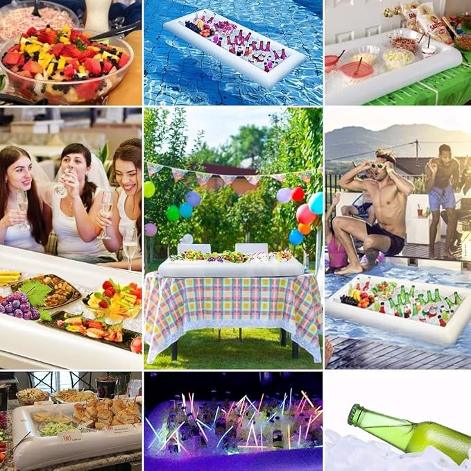 Jasonwell Inflatable Serving Bars Ice Buffet Salad Serving Trays Food Drink Holder Cooler Containers Indoor Outdoor BBQ Picnic Pool Party Supplies Beach Luau Hawaiian Tropical Cooler