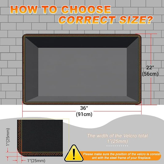 Fireplace Cover, Draft Stopper for Brick Fireplace, Fireplace Flue Blocker, Indoor Fireplace Blanket for Heat Loss, Winter and Summer, Black, 36x22 Inches