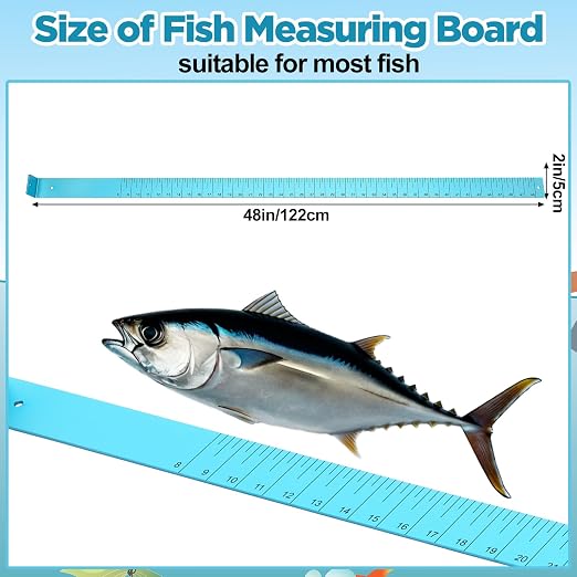 Zonon 1/8" X 2" X 48" Fish Measuring Board Anodized Aluminum Fish Ruler Blue Corrosion Resistant Boat Measuring Tool for Fishing Competition Fresh and Salt Water
