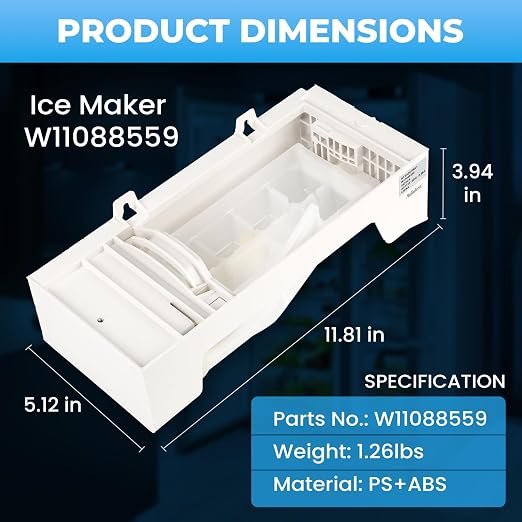 W11284458 W11088559 Refrigerator Ice Maker Replacement,Replace EAP12584610 AP6809232 PS12584610 (Upgraded OEM Quality) Easy Installation