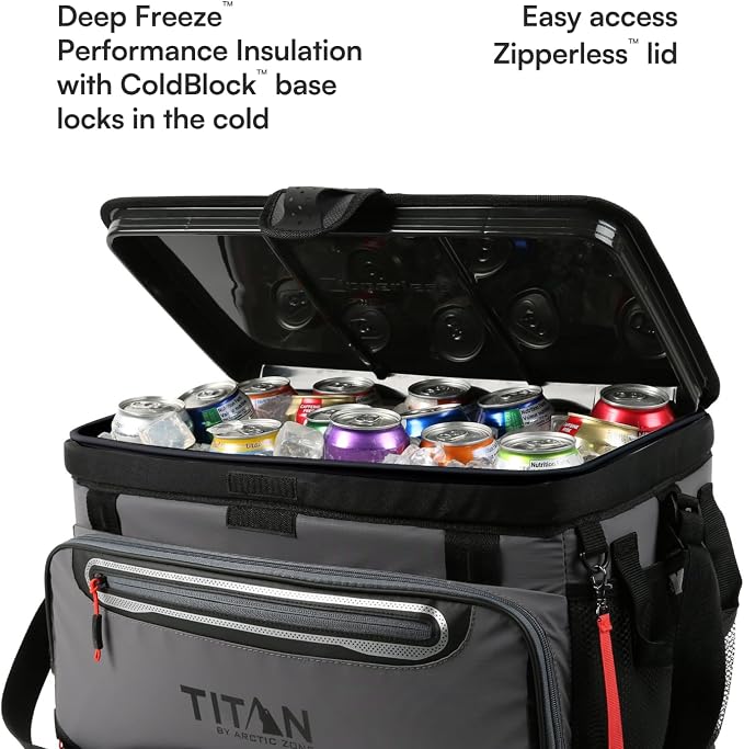 Titan by Arctic Zone Deep Freeze Cooler - Zipperless Hardbody Cooler - Deep Freeze Insulation, HardBody Liner, and SmartShelf