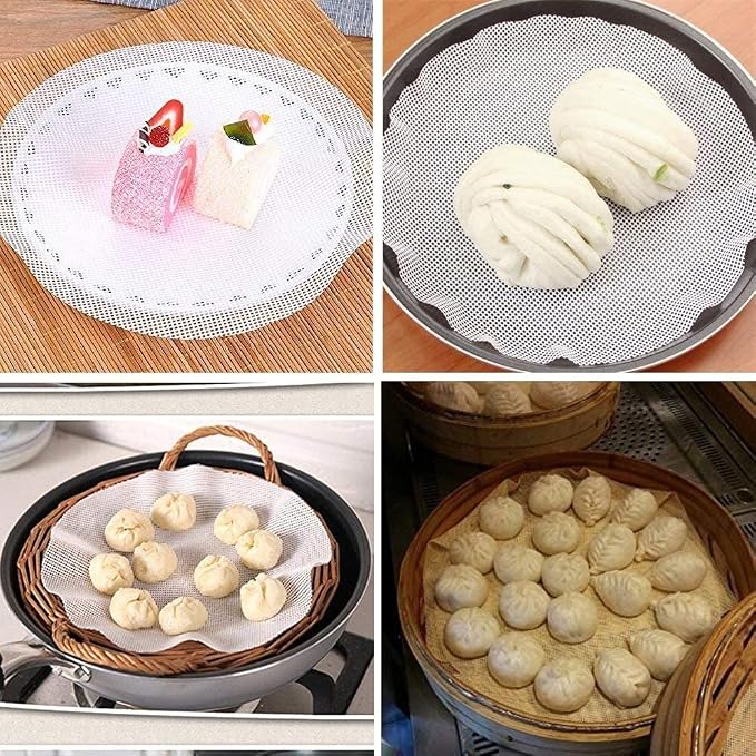 4 Pieces Round Silicone Reusable Steamer Mat Mesh Sheet for Fruit Dryer,Food Dehydrator Sheets Dryer Mesh,10" Diameter