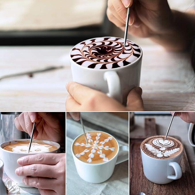Milk Frothing Pitcher 600ml/20oz Steaming Pitchers Stainless Steel Milk Coffee Cappuccino Latte Art Barista Steam Pitchers Milk Jug Cup with Decorating Art Pen, Matte Black