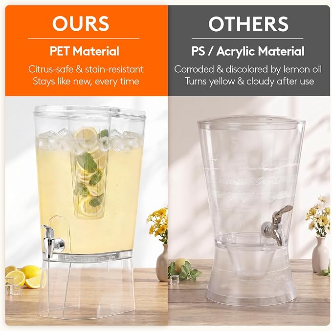 Lifewit 3 Gallon Drink Dispenser for Parties, Large Plastic Beverage Container with Fruit Infuser & Leak-Proof Spigot, BPA Free Water Pitcher for Juice/Tea/Lemonade - Ideal for Bar & Outdoor, 2 Pcs