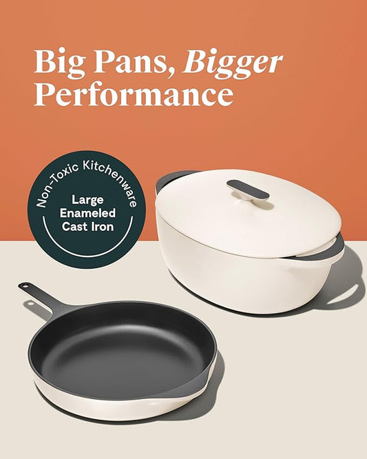 Caraway Enameled Cast Iron Dutch Oven - 8qt Dutch Oven With Lid - 3 Layer Enamel Coating - No Seasoning Required - Compatible With All Stovetops - Oven Safe - No Forever Chemicals - Midnight Blue