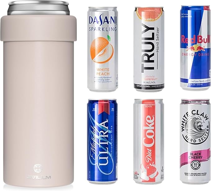 12 oz. Slim Can Cooler Insulated | Stainless Steel 12oz. Skinny Drink Holder for Soda, Hard Seltzer, Beer and Energy Drinks
