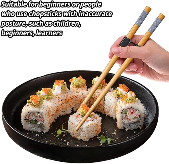 LYART 5 Pairs Reusable Training Chopsticks Beginners for Kids Adults Learners, Japanese Wooden Chopsticks Trainers Set, Dishwasher Safe, L8.86Inch (5.Simplicity print)