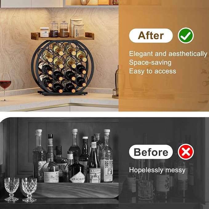 X-cosrack Countertop Wine Rack with Wooden Tabletop (14 Bottles)