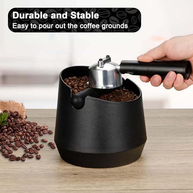 HOMEE 5.8 Inch Espresso Coffee Knock Box with Removable Knock Bar (Round) | Shock-absorbent espresso grounds knock box with Removable Knock Bar and Non-Slip Base for easy coffee ground disposal