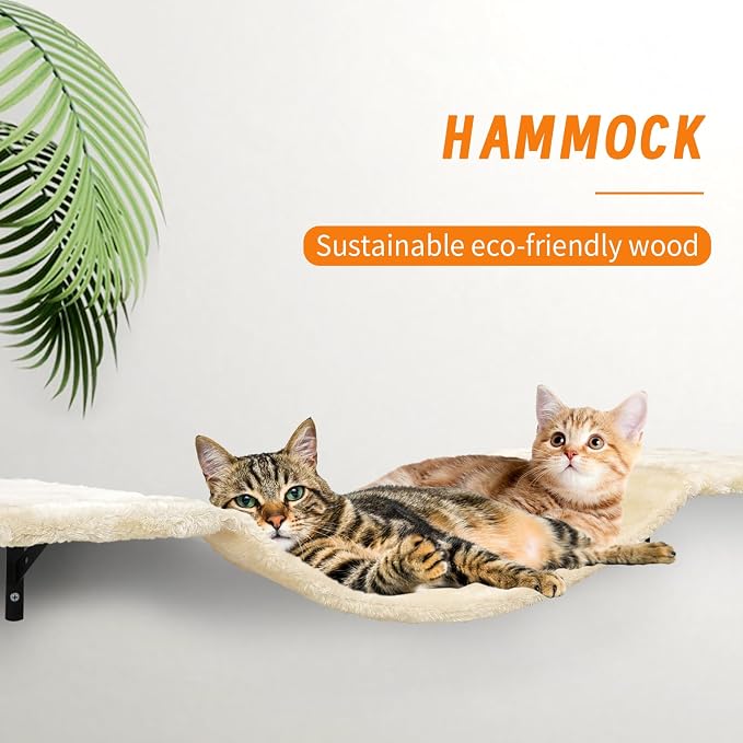 Wall-Mounted Cat Climber Set with Climbing Shelves, Perches, Bridge,Hammock,Scratching Board & Ball - 7 Pcs Wood Indoor Cat Furniture for Kittens Play (Dark Grey) | Multi-Level Climbing, Wood Wall Furniture, Perches, Bridge, Hammock, Scratcher, Indoor ...