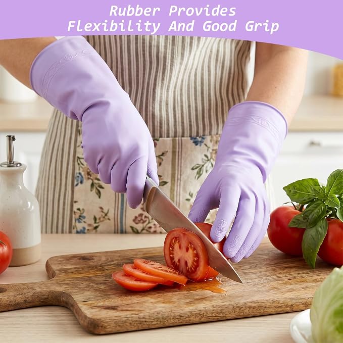 Gloves for Washing Dishes, Cleaning Rubber Gloves Medium Dish Glove for Women Dishwashing Glove Reusable for Washing Dishes, Kitchen, Purple