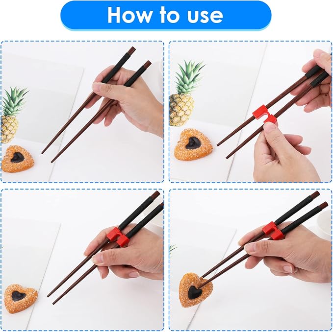5 Pieces Reusable Chopsticks Helpers Training Chopstick Hinges Connector Training Chopstick for Adults, Beginner, Trainers or Learner (Multicolor)