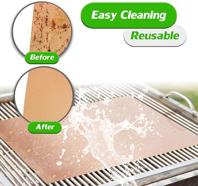 Grill Mats for Outdoor Grill, Set of 9 Copper Grill Mat For Gas Grill, 100% Non-Stick Copper Sheets for Grilling, 15.75 X 13 Inch