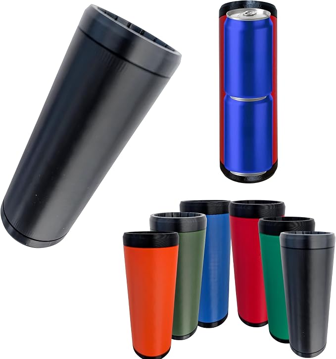 Beerzooka Double Tactical Reload Can Holder, Black | Fits 2 Standard 12oz Cans, Made in USA, 3D-Printed Plastic, Bottom Load Beverage Holder, For Camping and Tailgating