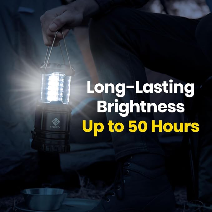 Etekcity LED Camping Lanterns, Battery Included, 4 Pack | Power Outages, Hurricane Preparedness, Camping Essentials, Emergency Kit, Water Resistant, Collapsible Design