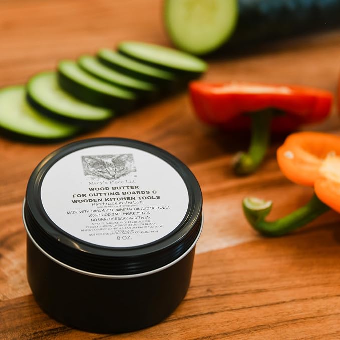 Wood Butter Cutting Board Wax - 8 fl oz - Conditioner for Butcher Block and Wooden Kitchen Tools. Macy;s Place Food Grade Mineral Oil and Beeswax for Wooden Tools. Support Animal Rescue