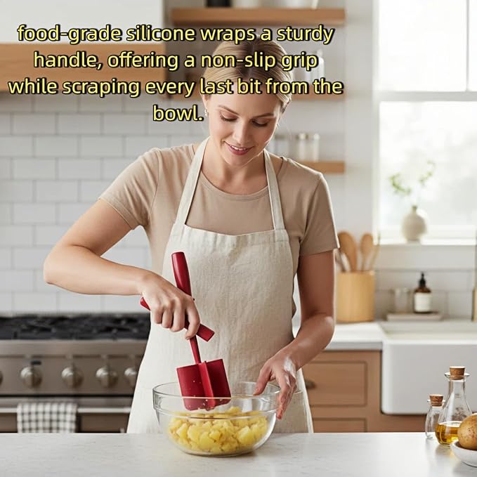 Meat Chopper, Hamburger Grinder, Premium Heat Resistant Masher for Ground Beef, Burger Grinder, Potato Masher, Nylon Potato Mix Tool, Safe, Non-Stick, Mix and Chop Kitchen Tool - Red