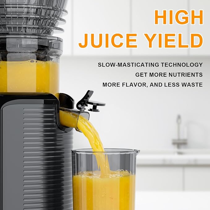 300W Cold Press Juicer with 5.8" Extra-Large Feed Chute | Slow Masticating Juicer Machines for Fruits and Vegetables, High Juice Yield, Easy to Clean, Family Use, BPA Free