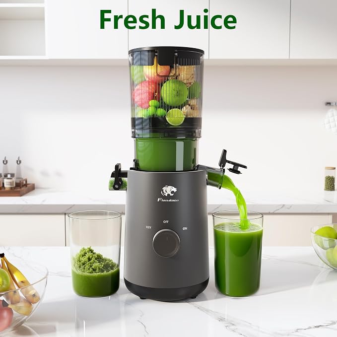 Juicer Machines, Cold Press Juicer with 5.3" Extra Large Feed Chute and Powerful AC Brushless Motor Fit Whole Fruits & Vegetable, High Juice Yield, BPA Free, Extra One Replace Strainer