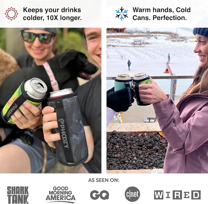 PHOOZY Insulated Can Cooler for 12 oz Cans - Patented Drink Sleeve with NASA-Inspired Technology - Keeps Beer, Soda & Sparkling Water Cold Longer - Lightweight Outdoor Can Holder - Green