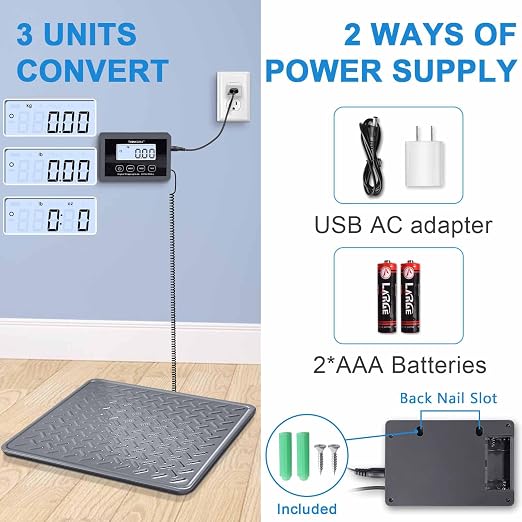 THINKSCALE Shipping Scale, 440 lb x 1 oz Heavy Duty Digital Postal Scale | Alloy Steel Platform with Hold, Tare & Backlit LCD, Package & Luggage Scale, Battery & AC Adapter Included