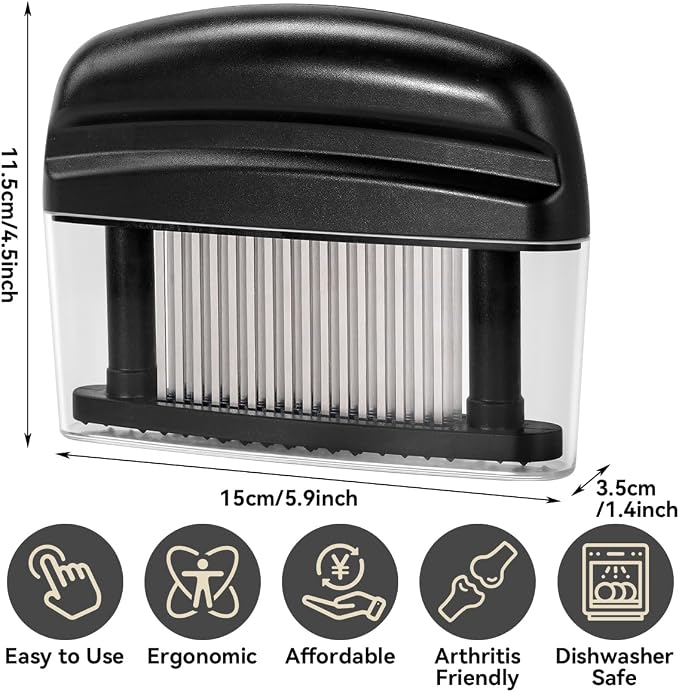 Badelite Meat Tenderizer with 48 Stainless Steel Ultra Sharp Needles | Heavy Duty Cooking Machine, For Tenderizing Beef, Turkey, Chicken, Steak, Veal, Pork, Fish
