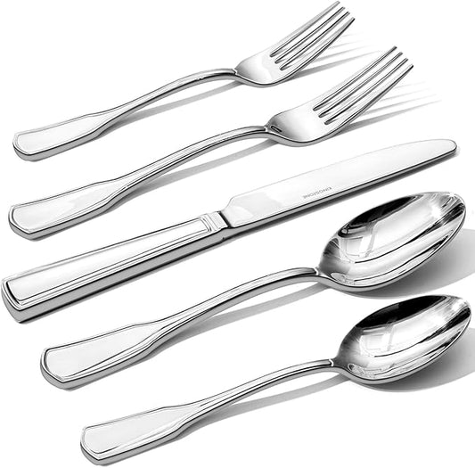 KINGSTONE 30-Piece Silverware Set, 18/10 Stainless Steel Flatware Set for 6, Tableware Cutlery Set, Utensil Sets for Home Restaurant, Mirror Finish, Dishwasher Safe