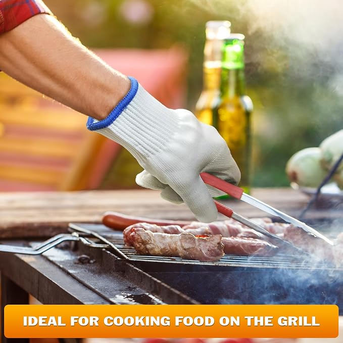 2 Pairs Oven Glove Set – 9.5" Aramid Fibre Cooking Gloves Heat Resistant, Non-Slip BBQ Hand Protector for Baking, Frying & Smoker – Reusable Grill Gloves Heat Proof for Men for Safe Cooking & Grilling
