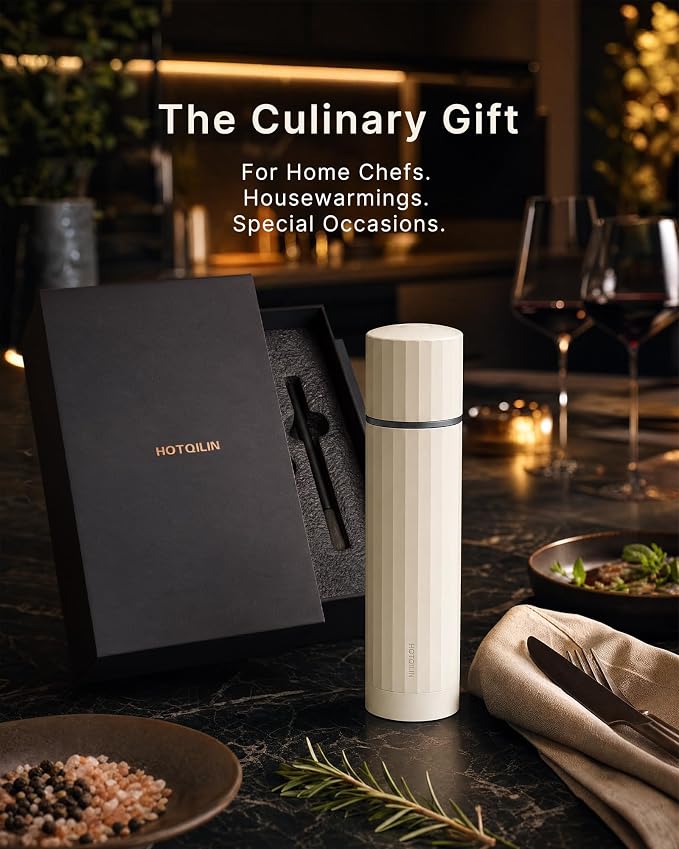 Manual Metal Salt Grinder Refillable, Titanium Alloy for Dry Salt | Titanium Alloy Core, 60+ Settings, High-Output Grinding, Dual Bearings, Magnetic Powder Chamber