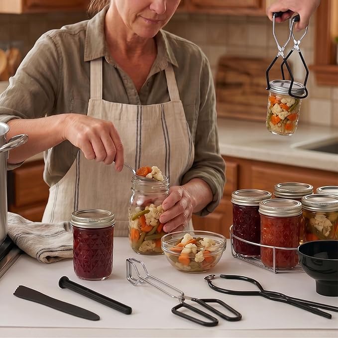 Canning Supplies Starter Kit Canner Tools for Water Bath and Pressure Canning Utensil Set includes Jar Lifter, Tongs, Funnel, Wrench, Lid Lifter for Beginners