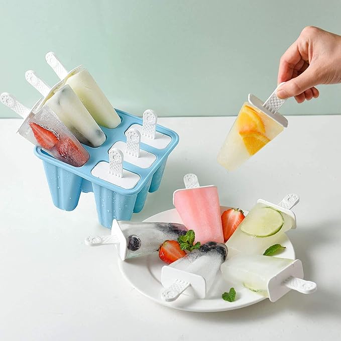 Popsicle Mould，Popsicle Maker Popsicle Molds 6 Pieces Silicone Ice Pop Molds BPA Free Popsicle Mold Reusable Easy Release Ice Pop Make (Blue)