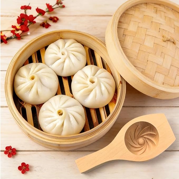 Wooden Bao Bun Maker,Baozi Maker Machine,Wooden Steam Bun Mold,This Kitchen Appliances And Gadgets Is the Best Gift for Asian Food Enthusiasts And Dumpling Maker (Steamed Bun A)