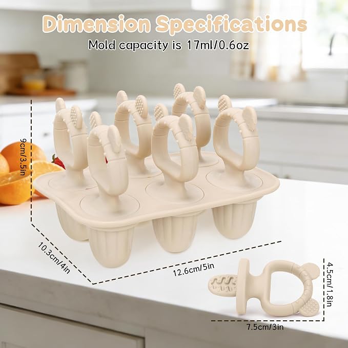 2Packs Silicone Baby Popsicle Molds with Sticks | Breastmilk Popsicle Molds for Teething Relief, Frozen Treats Maker Popsicle Maker Ice Pop Mold for Toddlers Kids
