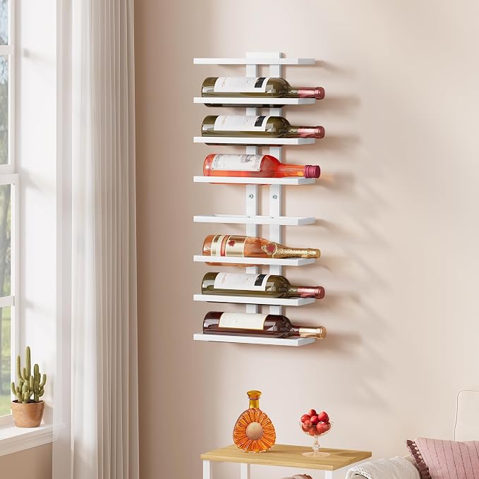 Hoctieon 3-Set 8 Tier Wall Mount Wine Rack (24 Tiers), Wall Racks for Wine Bottles Display and Storage, Hanging Bottle Organizer for Living Room, Dining Room, Wine Cellar, Bar, White