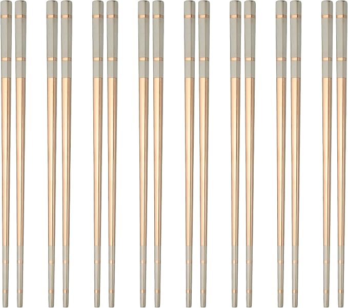 uxcell 8 Pairs Stainless Steel Chopsticks, 21cm / 8.27 Inch Metal Chop Sticks Square Lightweight Chopsticks Tableware Accessories Bulk for Home Kitchen Hot Pot Cooking, Rose Gold
